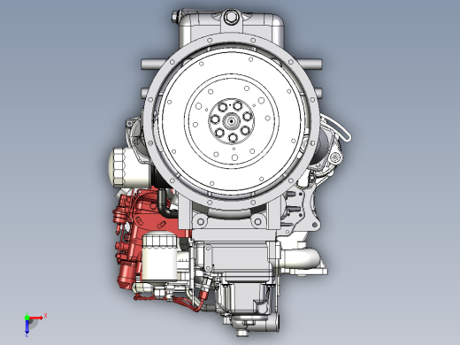 KUBOTA V3600柴油发动机模型3D图纸俯视缩略图
