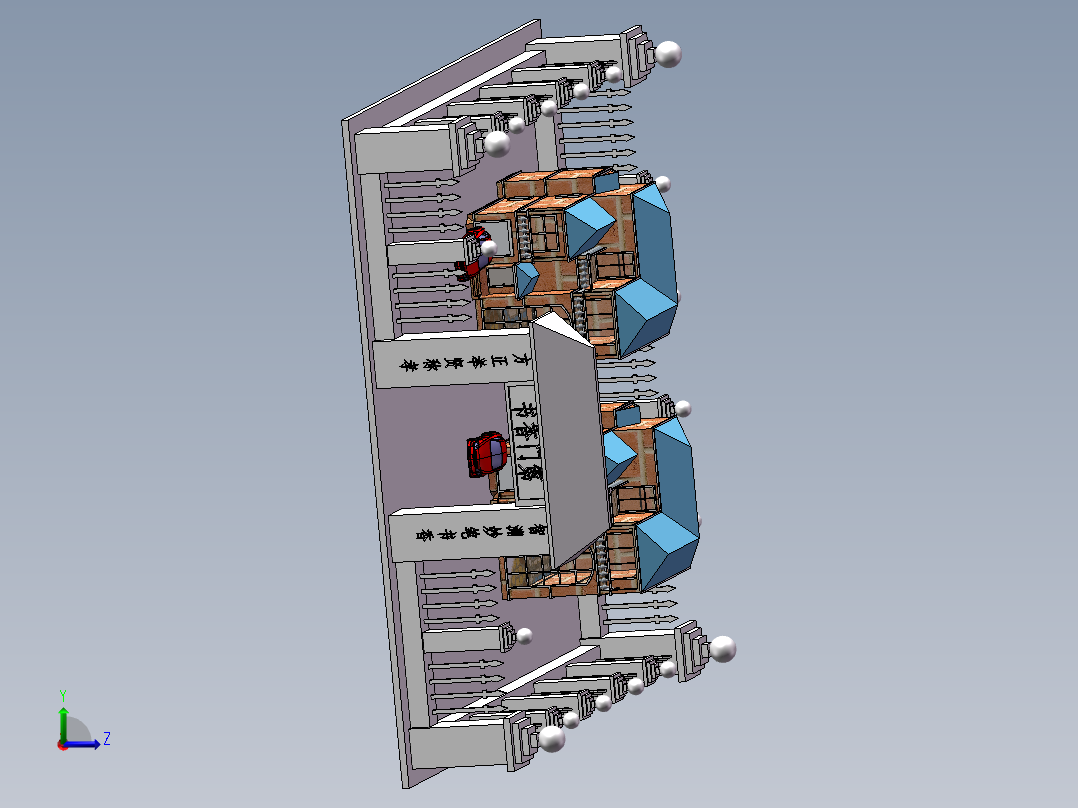 双幢别墅庭院左视图