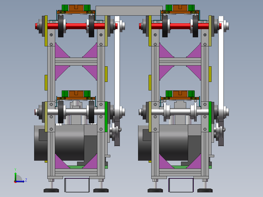 B93-双层链条输送线体左视图