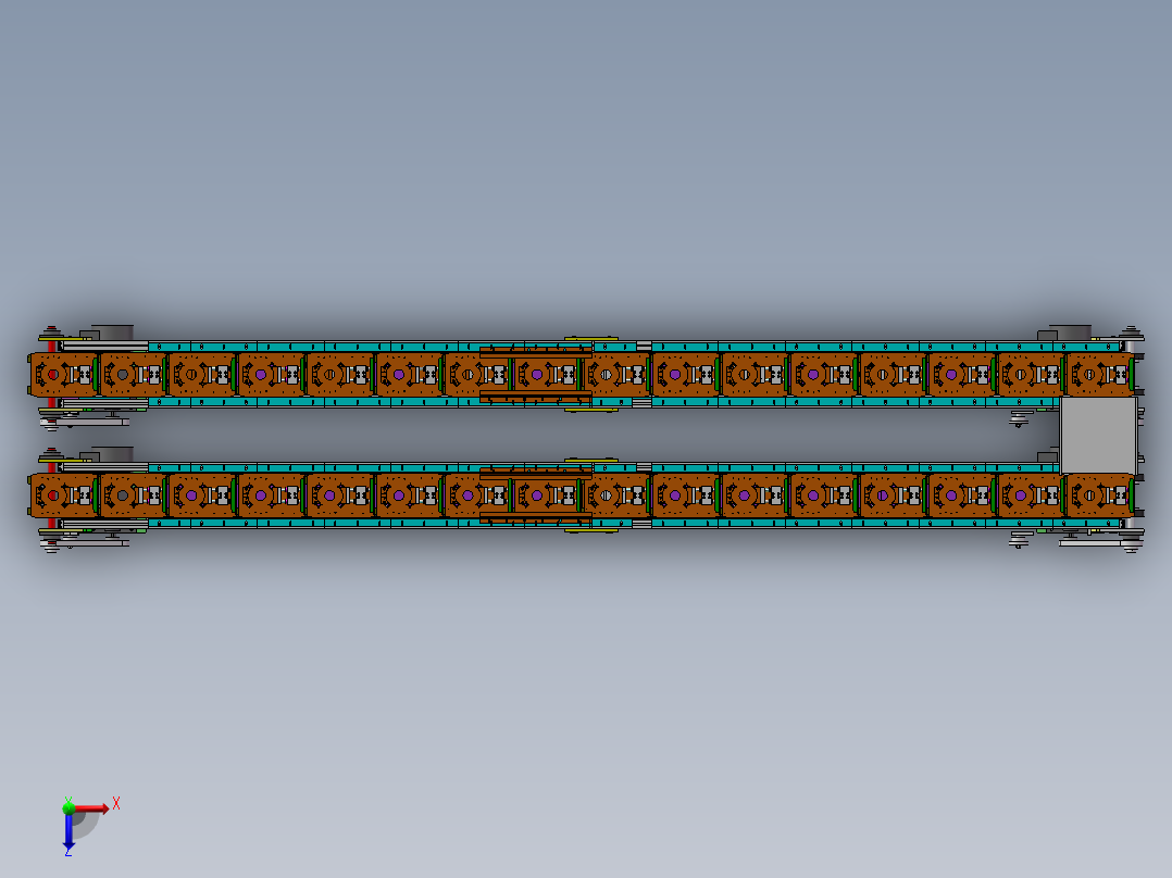 B93-双层链条输送线体俯视图