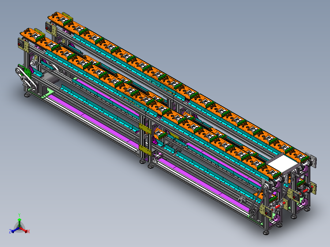B93-双层链条输送线体正等轴测图