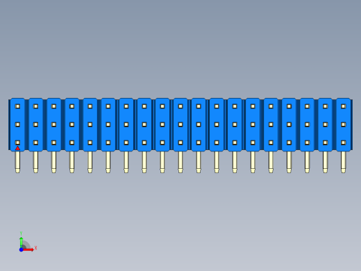 彩色公排针 100mil 2.54mm 系列-DS1022_blue_3x19p_100mil_TypeD_rev1.0前视缩略图
