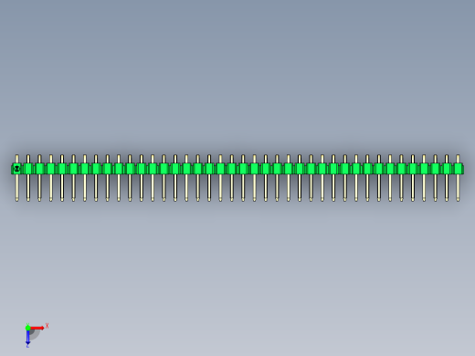 彩色公排针 100mil 2.54mm 系列-DS1022_green_1x40p_100mil_TypeD_rev1.0俯视缩略图