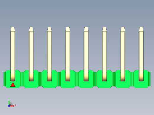 彩色公排针 100mil 2.54mm 系列-DS1022_green_08p_100mil_TypeU_rev1.0前视缩略图