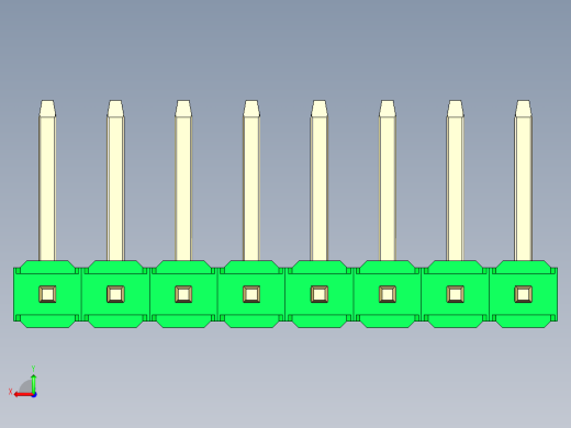 彩色公排针 100mil 2.54mm 系列-DS1022_green_08p_100mil_TypeU_rev1.0后视缩略图