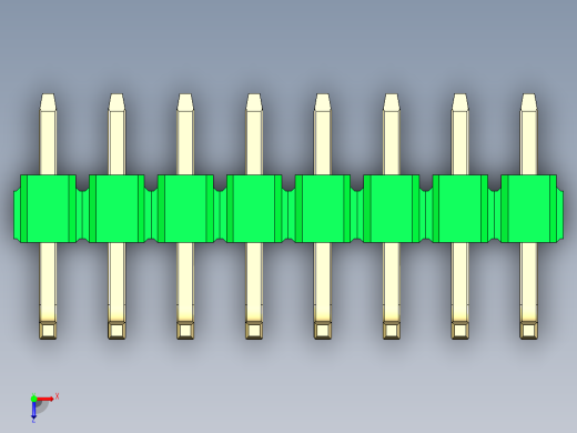 彩色公排针 100mil 2.54mm 系列-DS1022_green_08p_100mil_TypeU_rev1.0俯视缩略图