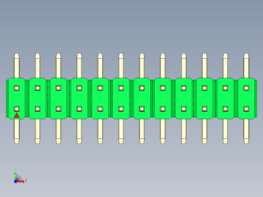 彩色公排针 100mil 2.54mm 系列-DS1022_green_24p_100mil_TypeSMT_rev1.0前视缩略图
