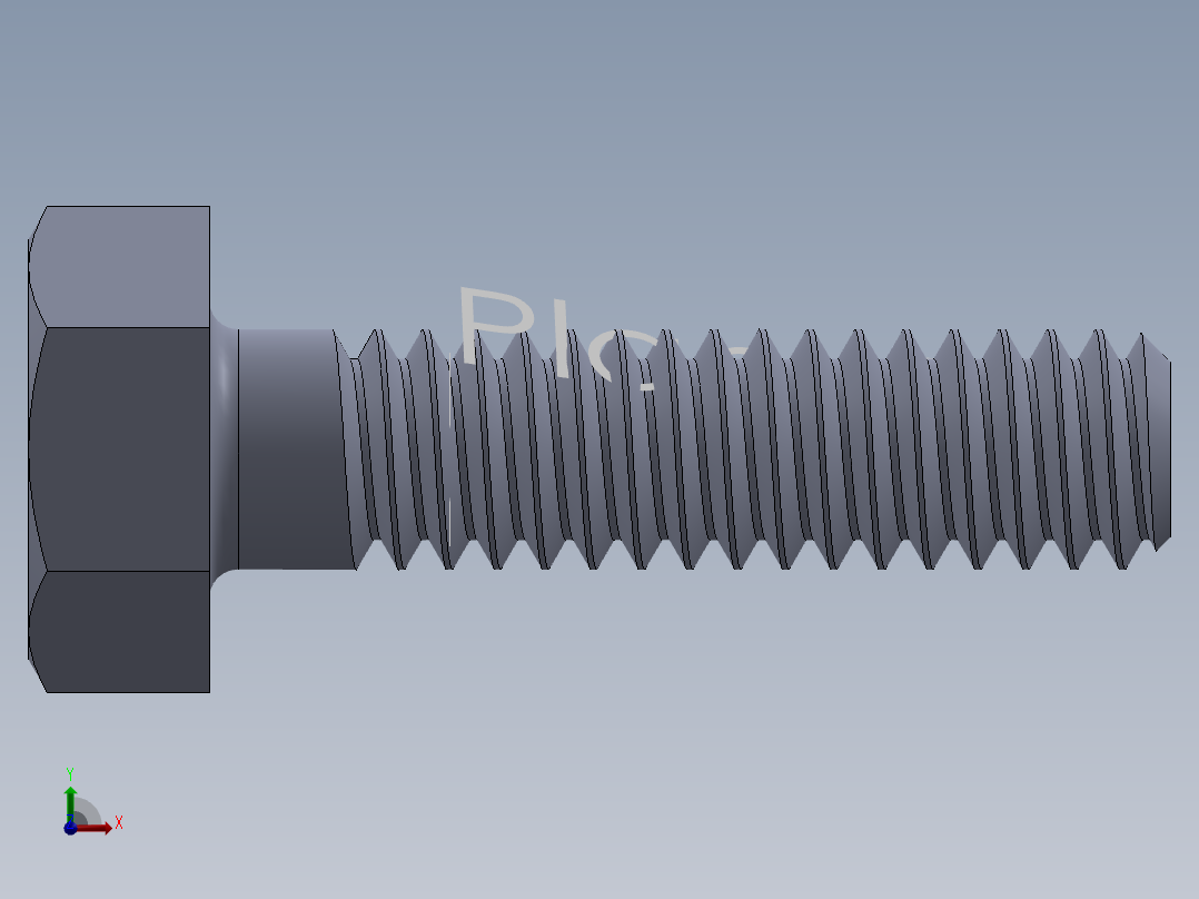 UNC 六角螺栓-Hex Bolt 0.250-20 x 1.000前视图