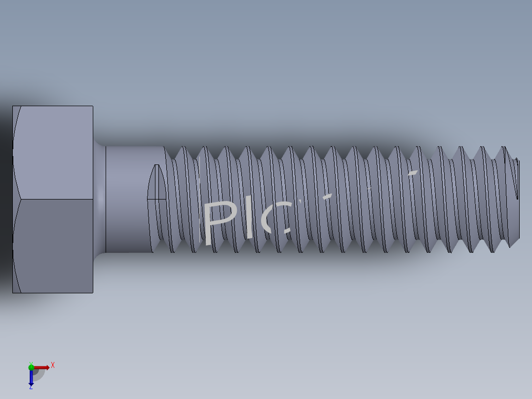 UNC 六角螺栓-Hex Bolt 0.250-20 x 1.000俯视图