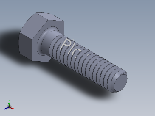 UNC 六角螺栓-Hex Bolt 0.250-20 x 1.000正等轴测缩略图