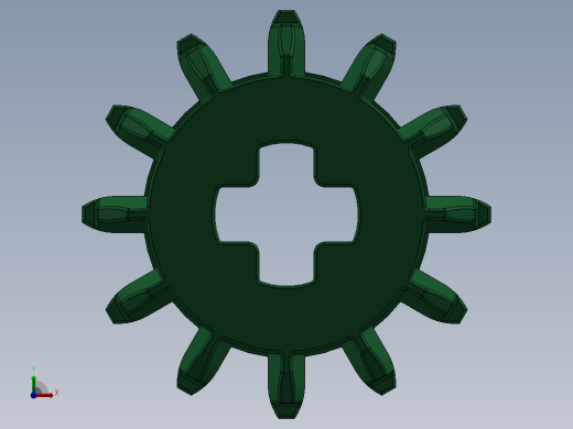 32270 Green Technic Gear 12 Tooth Double Bevel.SLDPRT前视缩略图