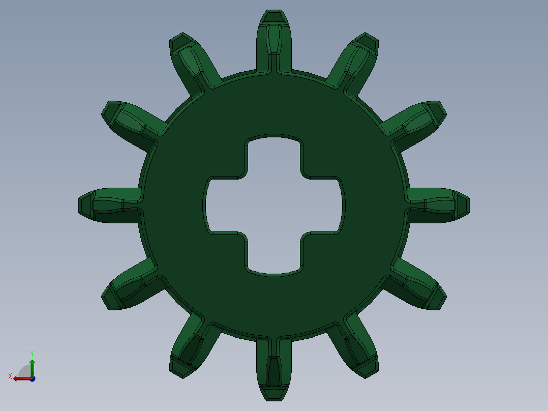 32270 Green Technic Gear 12 Tooth Double Bevel.SLDPRT后视图