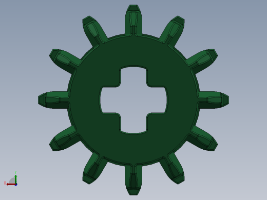 32270 Green Technic Gear 12 Tooth Double Bevel.SLDPRT后视缩略图