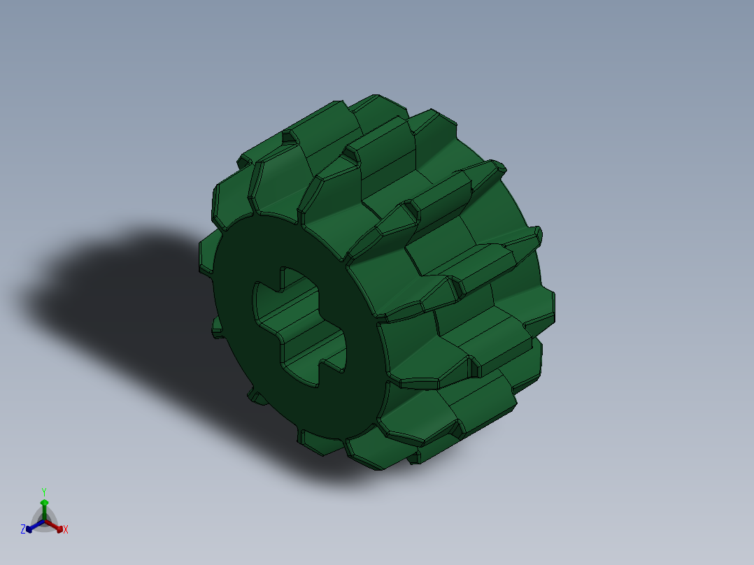 32270 Green Technic Gear 12 Tooth Double Bevel.SLDPRT正等轴测图