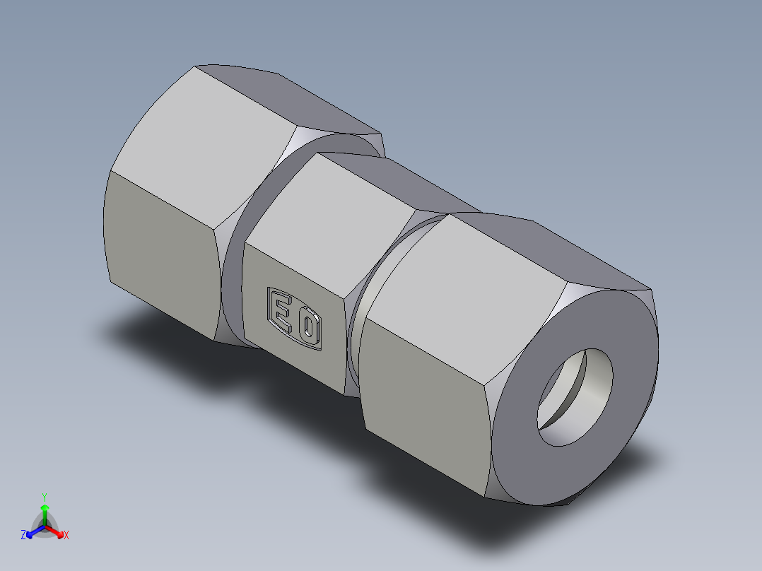 卡套式工业通用硬管接头EO_Distance_piece_adapter_DA10SCF正等轴测图
