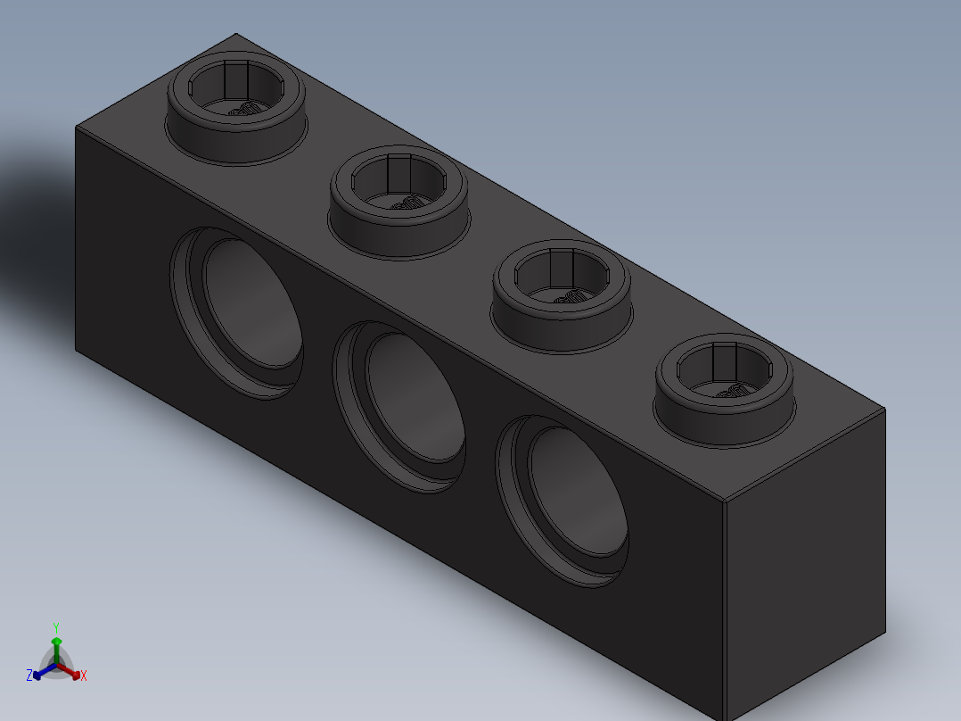 乐高机械组积木（横梁）-4213607 - 3701 Dark Stone Grey Technic Brick 1 x 4 with Holes