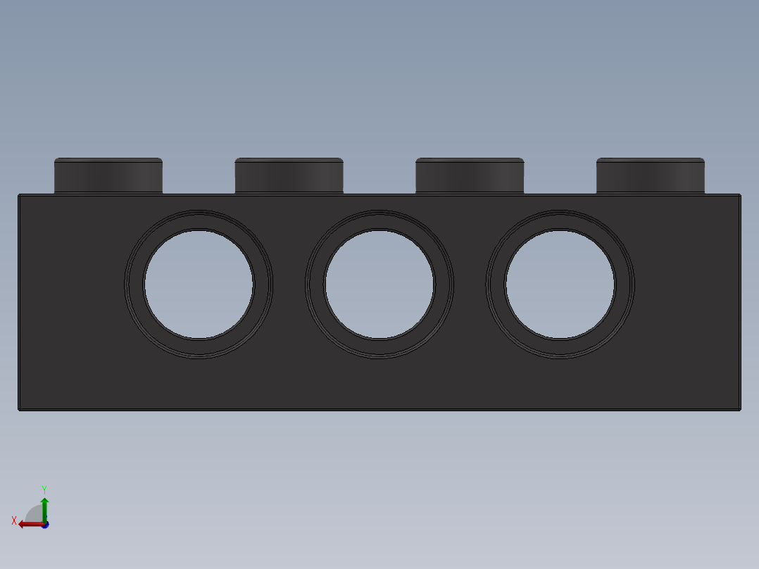 乐高机械组积木（横梁）-4213607 - 3701 Dark Stone Grey Technic Brick 1 x 4 with Holes后视图