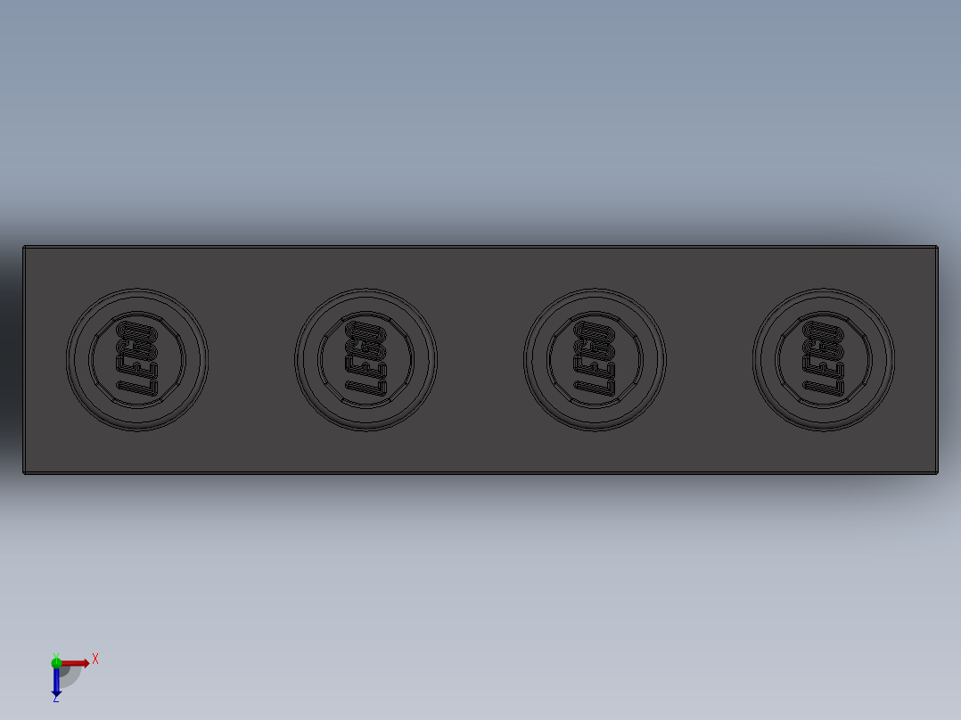 乐高机械组积木（横梁）-4213607 - 3701 Dark Stone Grey Technic Brick 1 x 4 with Holes俯视图