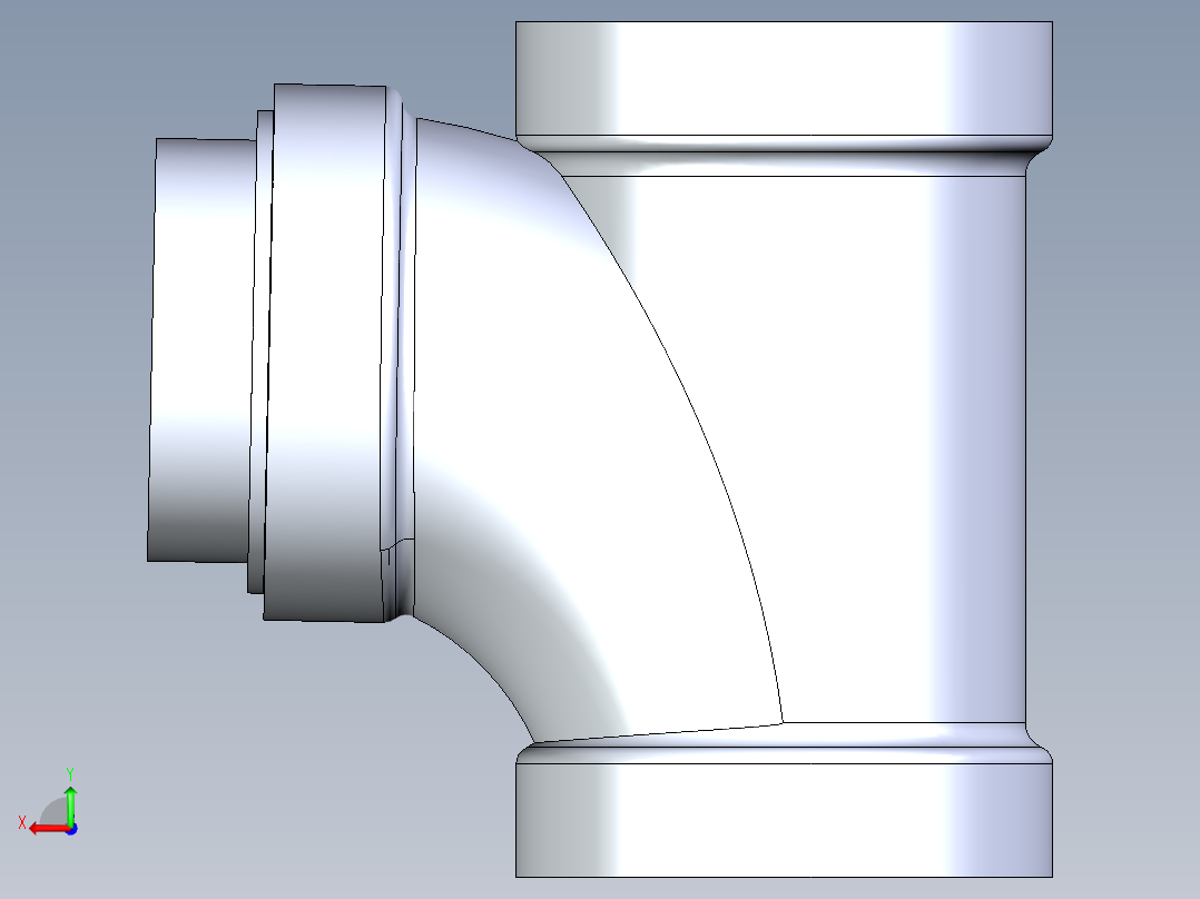 船舶管路系统S14_SeaDrainPLUS_SanitaryReducingTee-SxSxS_37E261535_4x3in Sea Drain Plus - Sanitary Reducing Tee - SxS后视图