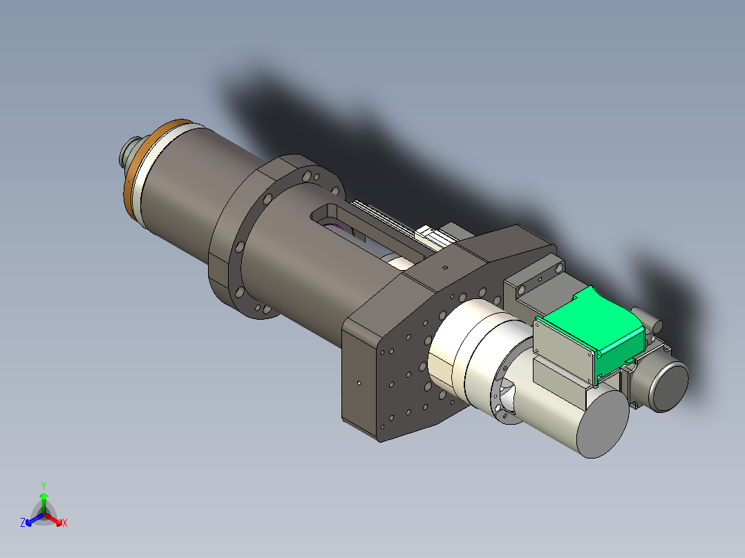 双伺服钻削动力头-100电主轴-衬套式正等轴测图