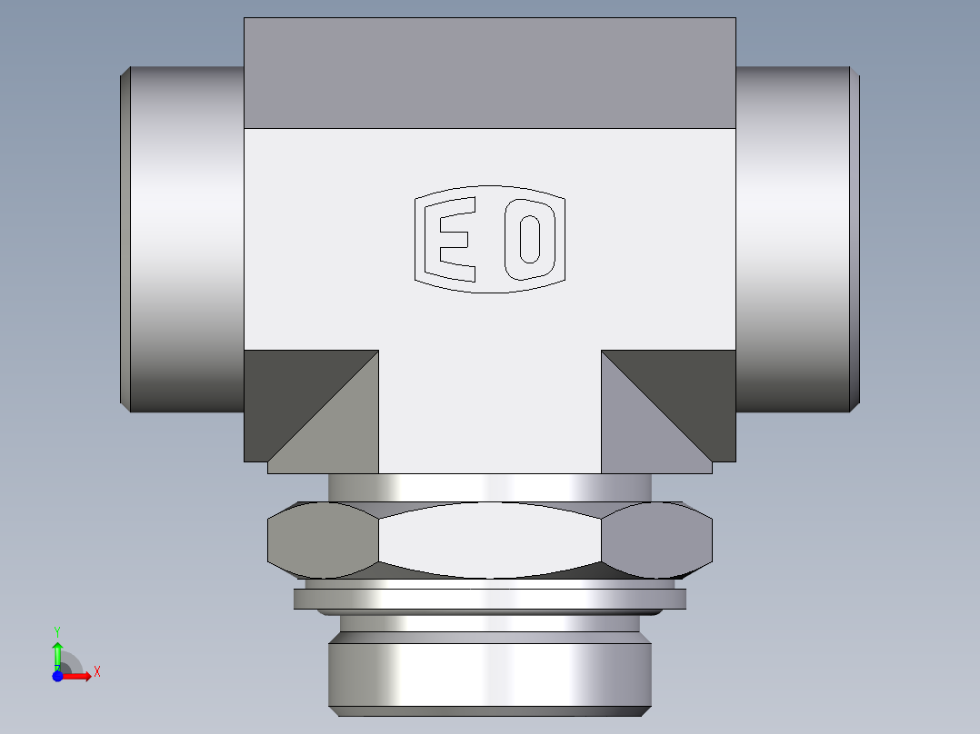 卡套式工业通用硬管接头EO_Adjustable_locknut_branch_tee_TEE35LMOMDCF前视图