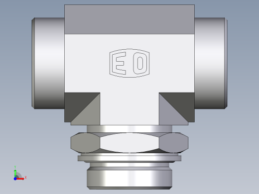 卡套式工业通用硬管接头EO_Adjustable_locknut_branch_tee_TEE35LMOMDCF前视缩略图