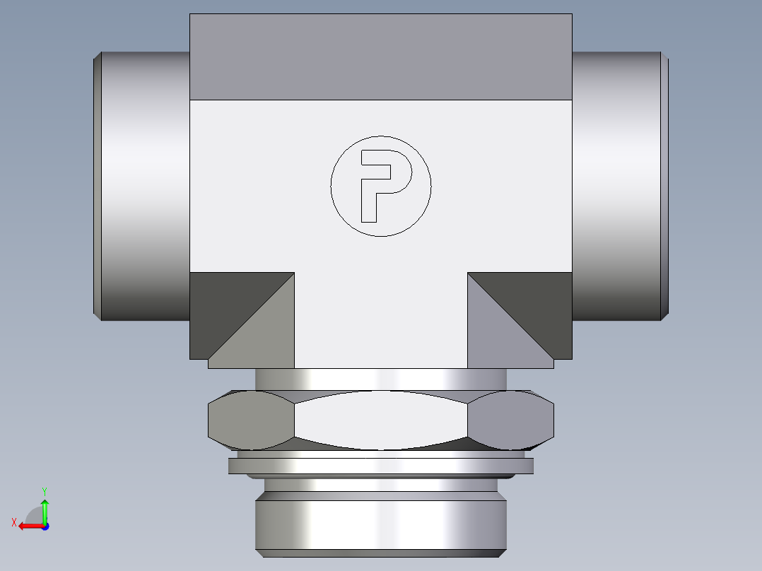 卡套式工业通用硬管接头EO_Adjustable_locknut_branch_tee_TEE35LMOMDCF后视图
