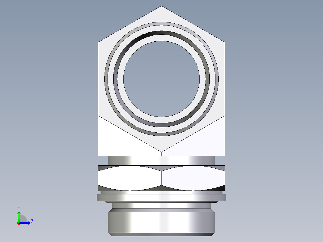 卡套式工业通用硬管接头EO_Adjustable_locknut_branch_tee_TEE35LMOMDCF左视图