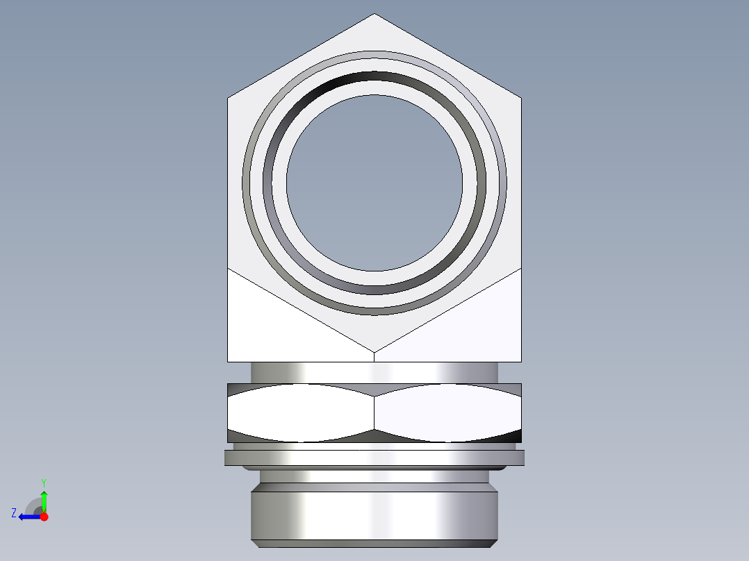 卡套式工业通用硬管接头EO_Adjustable_locknut_branch_tee_TEE35LMOMDCF右视图