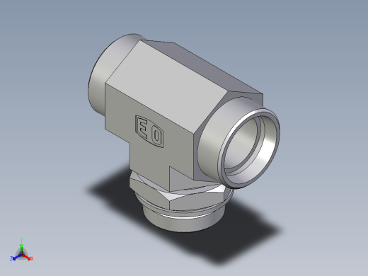 卡套式工业通用硬管接头EO_Adjustable_locknut_branch_tee_TEE35LMOMDCF正等轴测缩略图