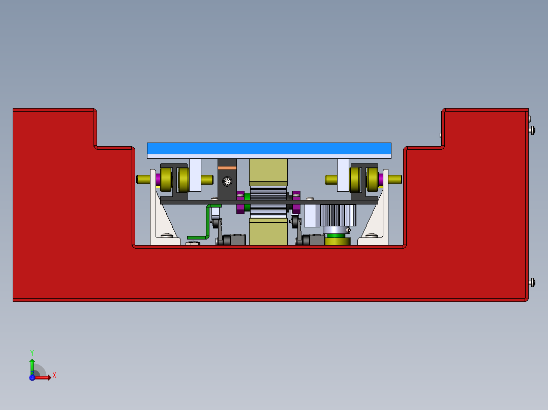 齿轮齿条式伸缩运动载货台前视图