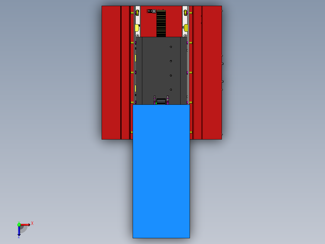 齿轮齿条式伸缩运动载货台俯视图