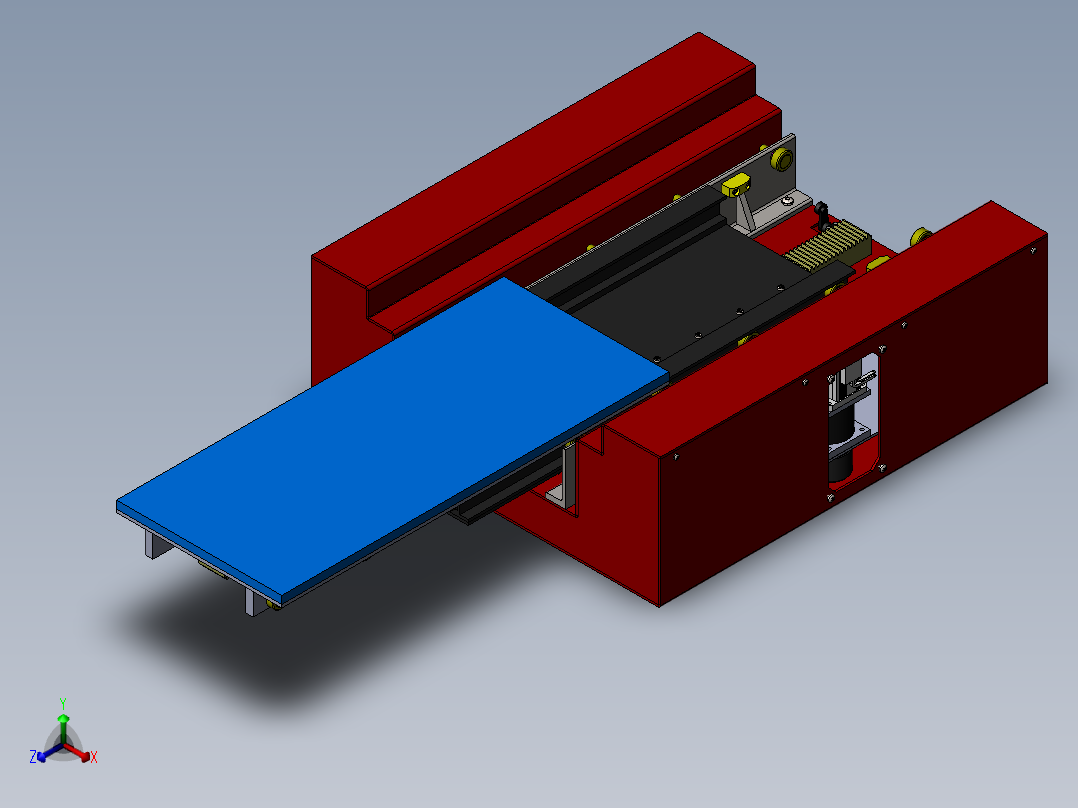 齿轮齿条式伸缩运动载货台正等轴测图
