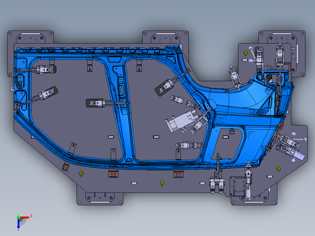 汽车侧围焊接夹具俯视图