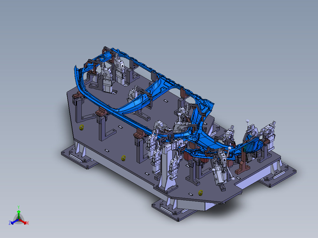 汽车侧围焊接夹具正等轴测图