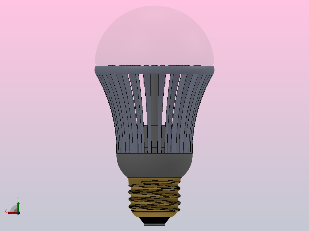 LED灯泡模型后视图