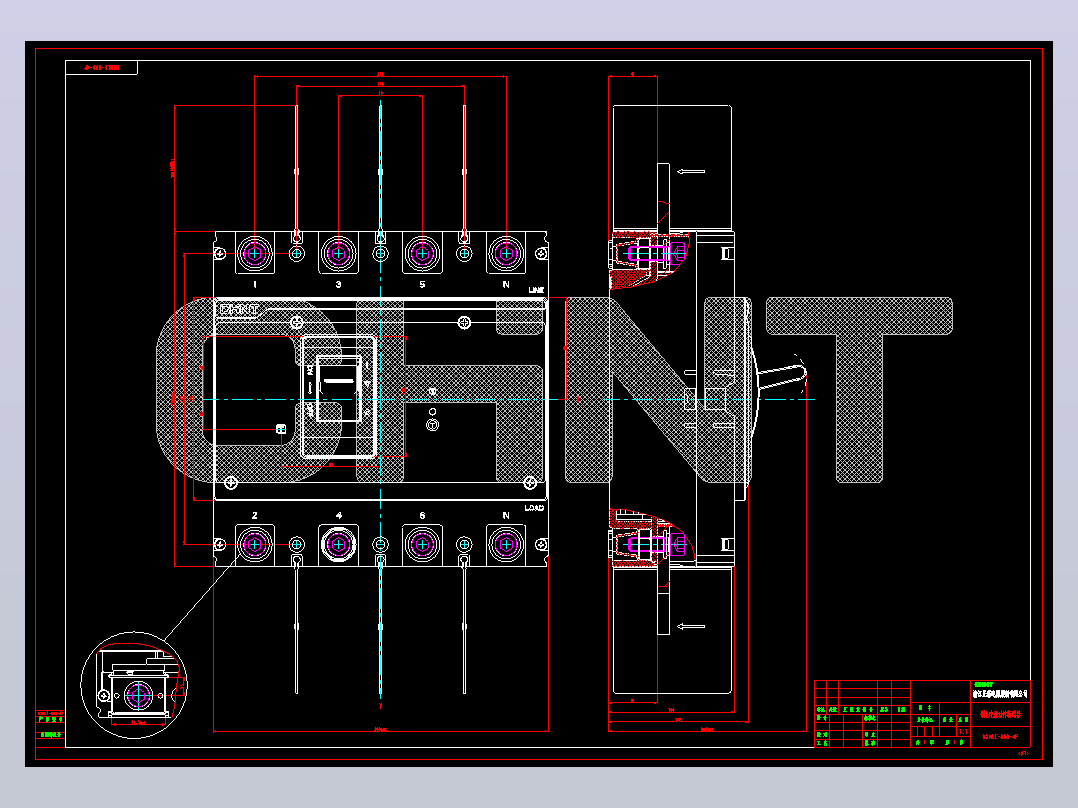 NXMLE-800 4P剩余电流动作断路器外形安装尺寸图202209