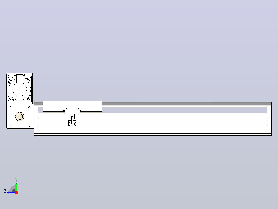 皮带直线轴半封闭可选导轨TPA-HNB-202D-140-L450-LU-C-P75-N3右视图