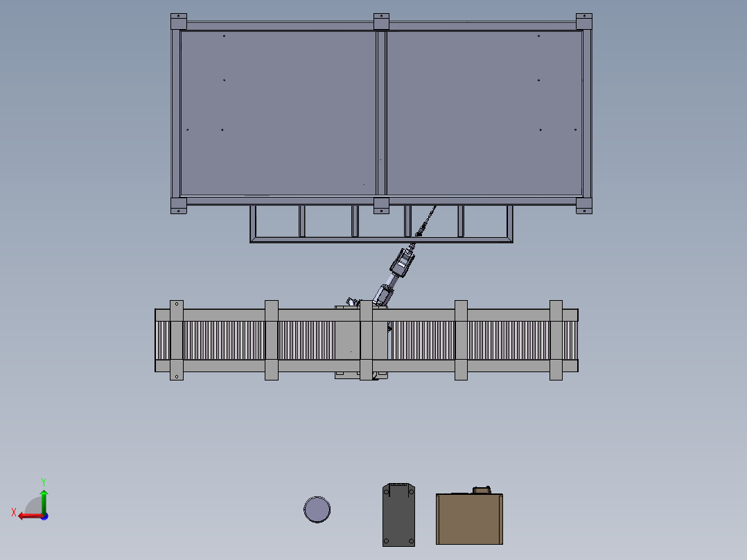 气罐的焊接变位机与机械手模拟后视图