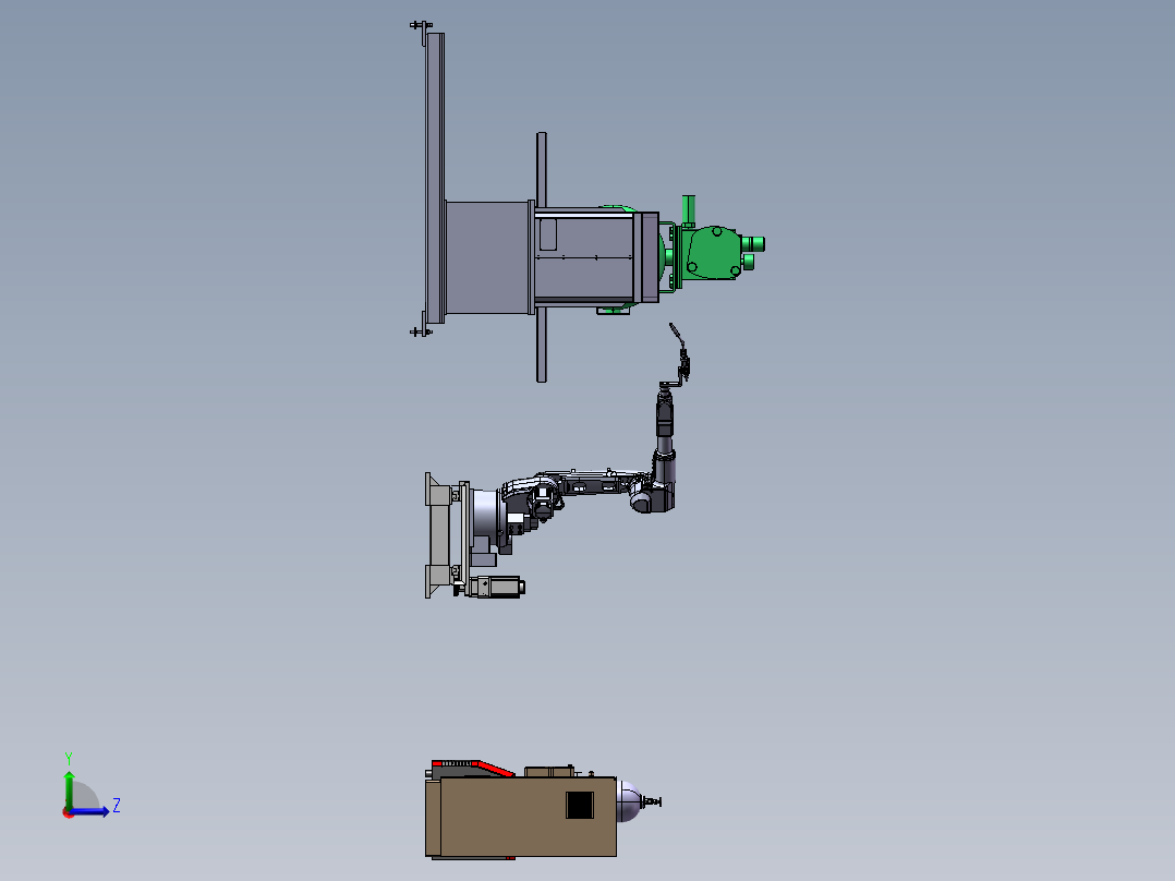 气罐的焊接变位机与机械手模拟左视图