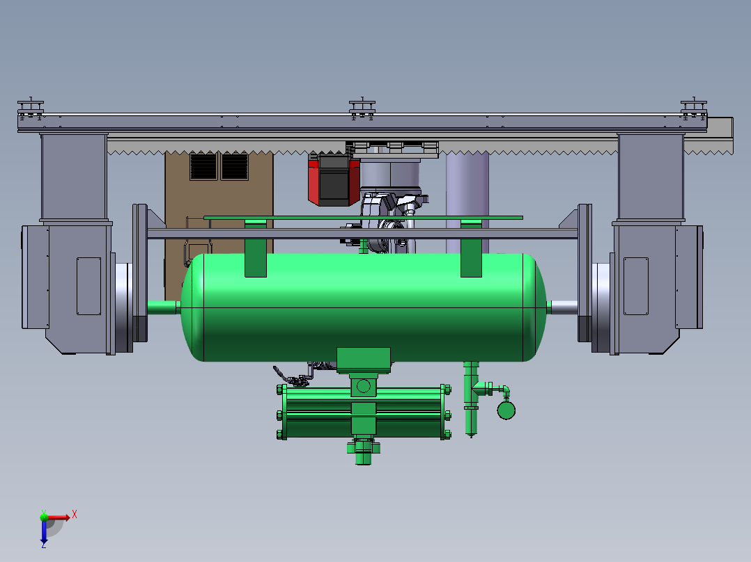 气罐的焊接变位机与机械手模拟俯视图