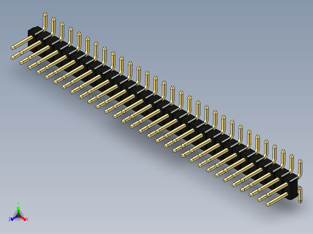 彩色公排针 100mil 2.54mm 系列-DS1022_black_62p_100mil_TypeSMT_rev1.0主视图
