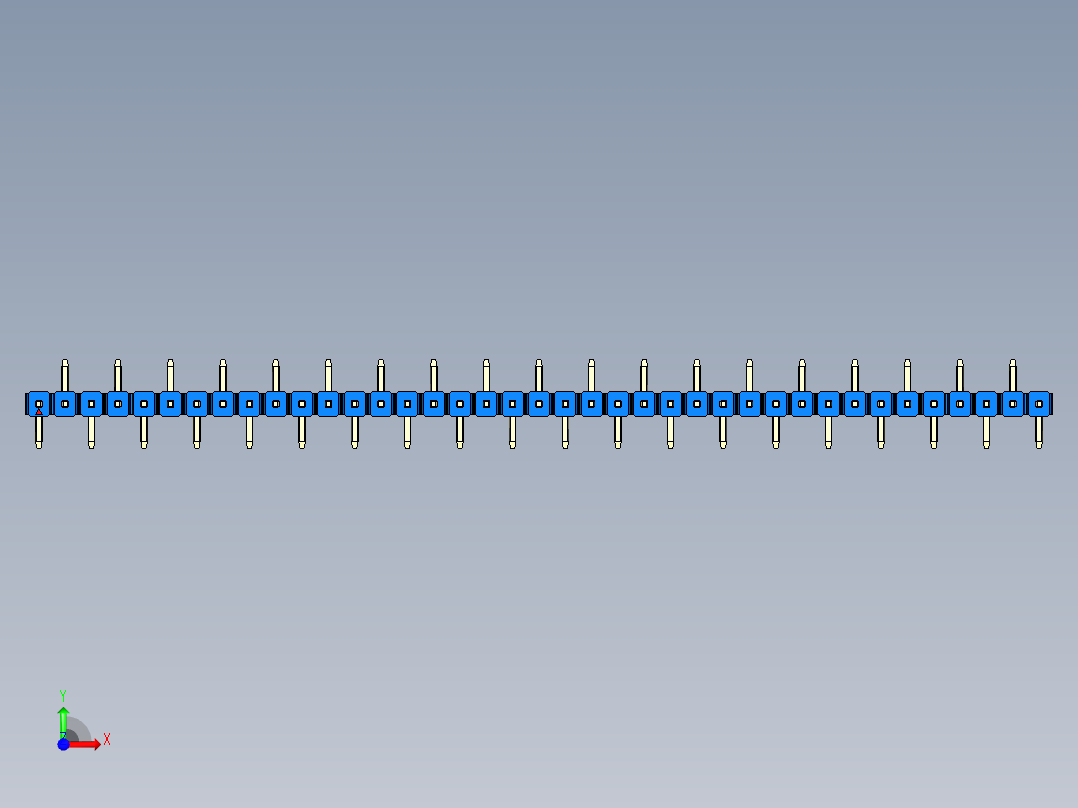 彩色公排针 100mil 2.54mm 系列-DS1022_blue_39p_100mil_Type_SMT_R2_rev1.0前视图