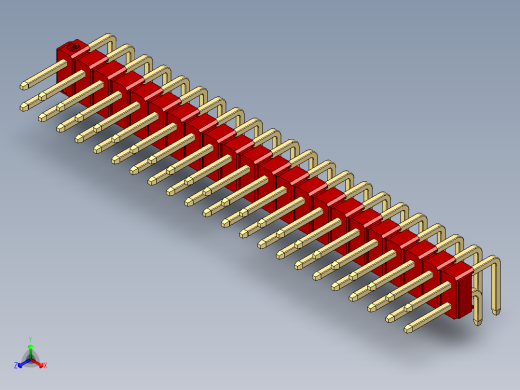 彩色公排针 100mil 2.54mm 系列-DS1022_red_2x22p_100mil_TypeD_rev1.0