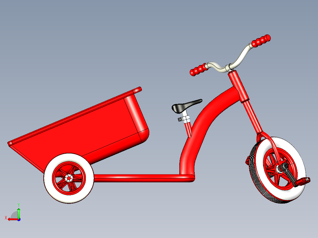 带货斗儿童三轮车--stp后视图