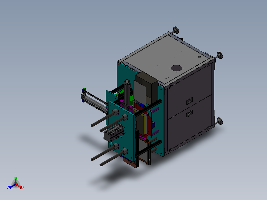 一台贴纸机正等轴测图