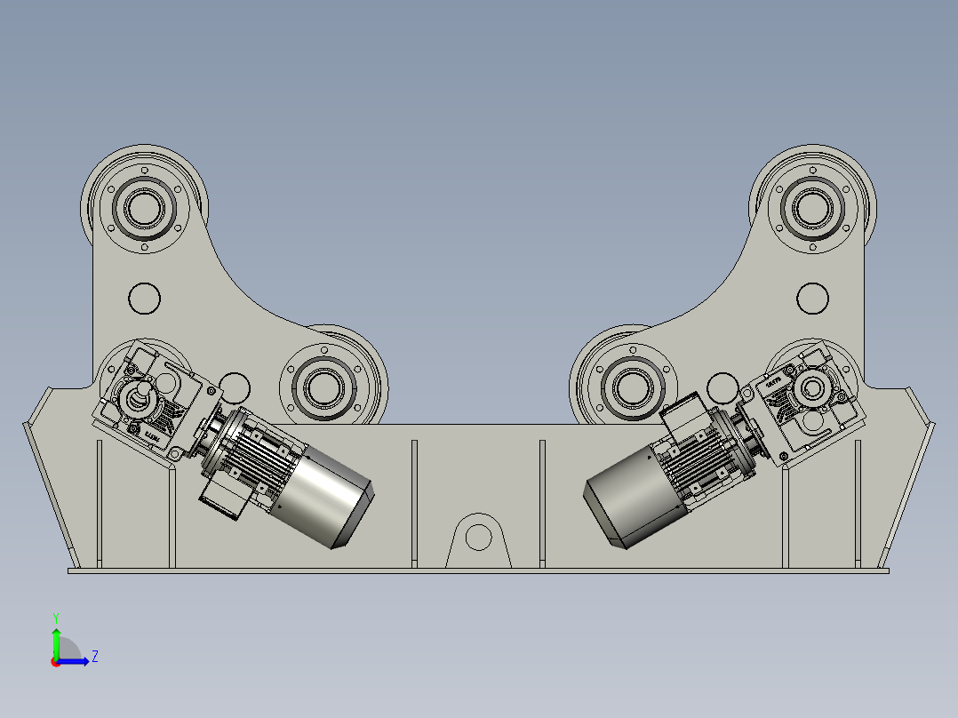 压力容器旋转器结构3D图纸 STEP格式左视图