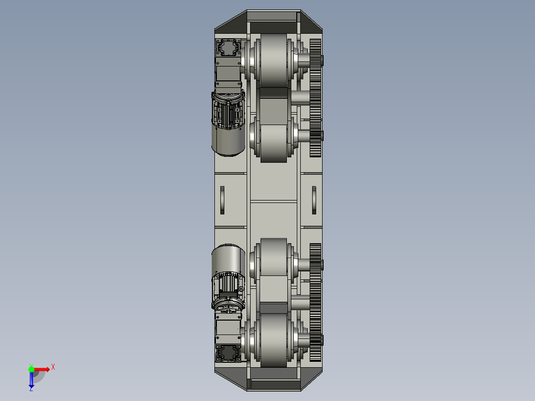 压力容器旋转器结构3D图纸 STEP格式俯视图
