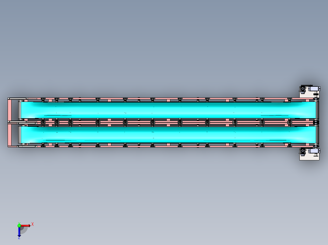 煤矿地轨煤块传送设备sw17可编辑俯视图