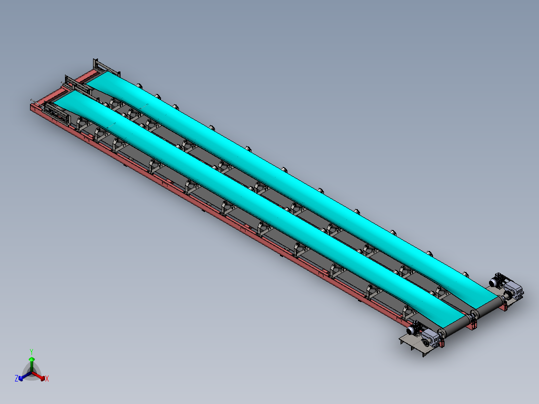 煤矿地轨煤块传送设备sw17可编辑正等轴测图